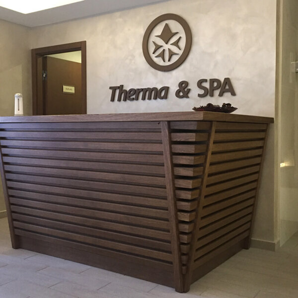 Интериорни обемни букви Therma & SPA Интериорни обемни букви Therma & SPA от боядисана неръждавейка
