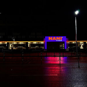 Illuminated aluminum channel letters for NANI Home, Plovdiv Illuminated channel letters for NANI Home, Plovdiv