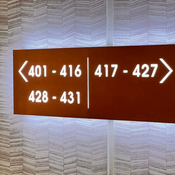 Signs with room numbers for hotel in Velingrad