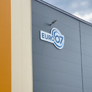 Etalbond sign with company logo for EURO07 warehouse, Sofia Etalbond sign with company logo for EURO07 warehouse, Sofia