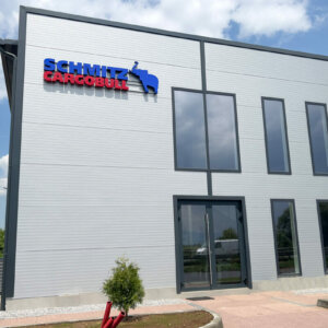 Illuminated channel letters and Plexiglas logo - Schmitz Cargobul, Sofia