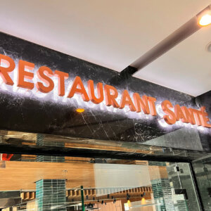 Backlit copper channel letters for SPA Hotel Santé, Velingrad