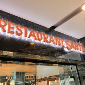 Backlit copper channel letters for Spa Hotel Santé, Velingrad