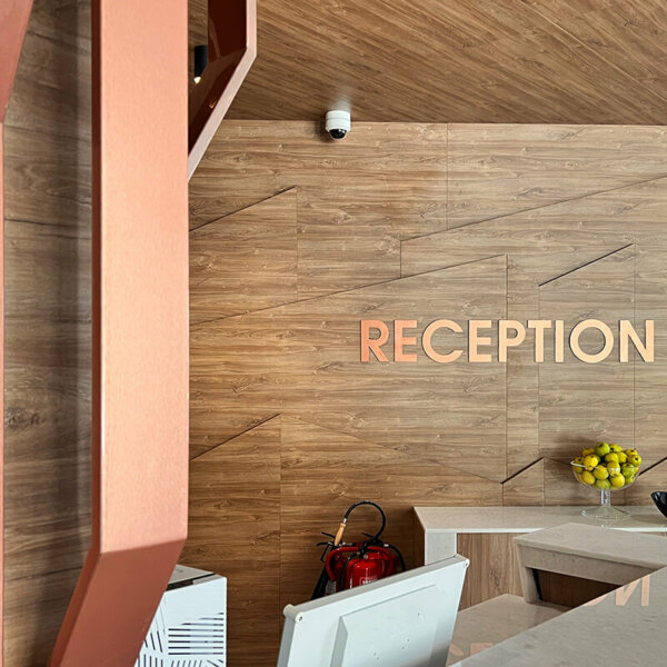 Embossed letters for reception – Santé SPA Hotel, Velingrad Embossed letters for reception - Santé SPA Hotel
