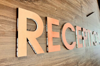 Embossed copper letters for reception - Santé SPA Hotel, Velingrad