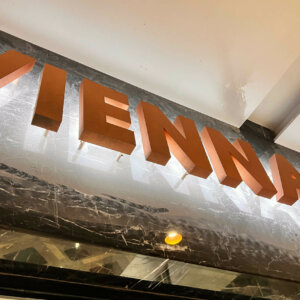 Светещи обемни букви от мед Vienna Salon за Santé SPA Hotel, Велинград Обемни букви от мед за Santé SPA Hotel, Велинград