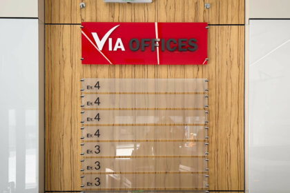 Acrylic informational sign for Via Offices, Plovdiv