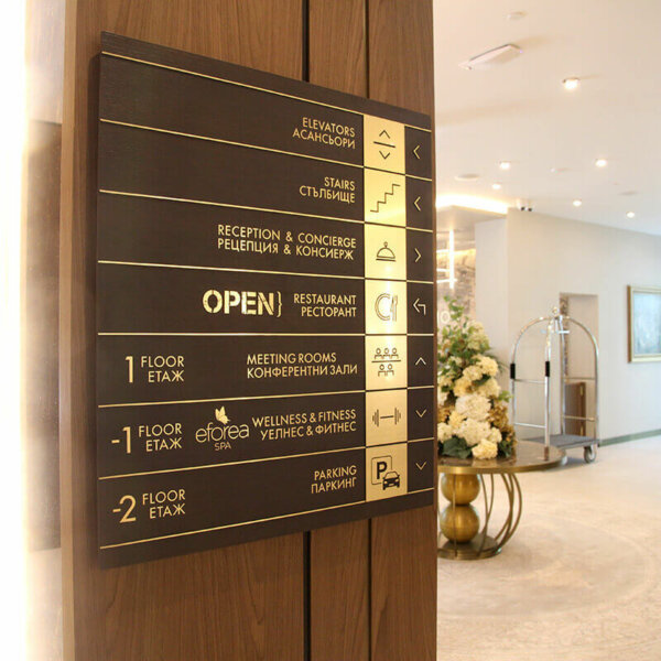 Informational sign with metalized ABS signs - Hotel DoubleTree by Hilton