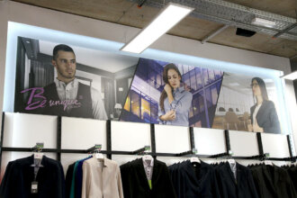 Non-illuminated textile signs for the store of Bultex 99 