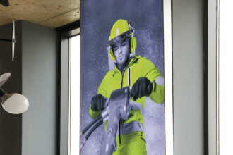 Illuminated textile sign for Bultex 99 Plovdiv