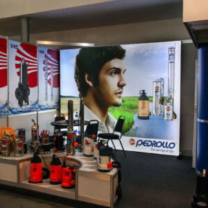 Textile lightboxes for exhibition stand of Virazh Trade with LED illumination Textile lightboxes for exhibition stand of Virazh Trade with LED illumination