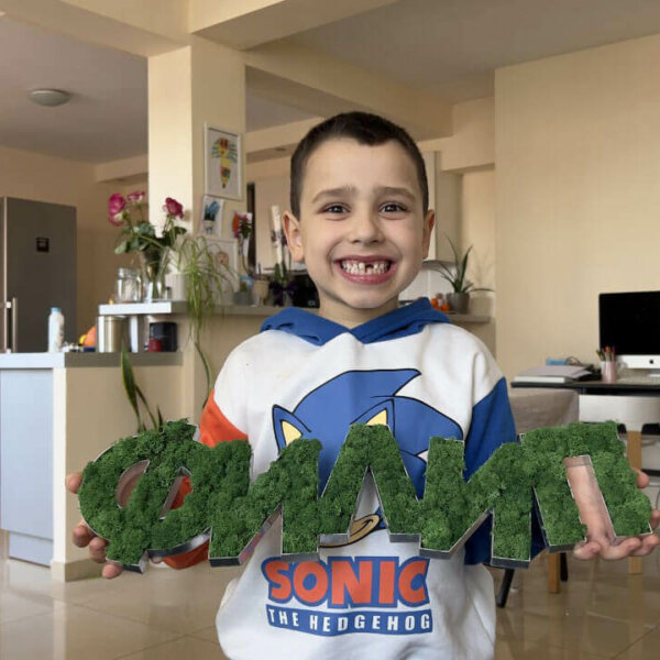 Channel letters with Scandinavian moss for a personal occasion or advertisements Channel letters with Scandinavian moss for a personal occasion or advertisements