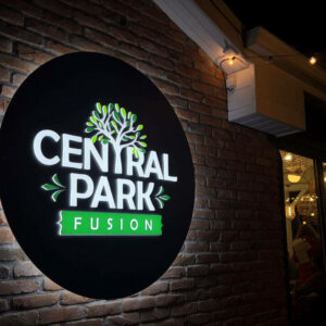 Central Park Fusion illuminated sign Central Park Fusion illuminated sign