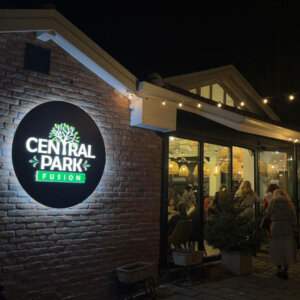 Illuminated acrylic sign with embossed letters for restaurant Illuminated acrylic sign with embossed letters for restaurant