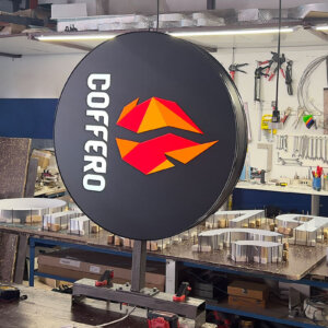 Illuminated sign Coffero with aluminum pages and an acrylic face Illuminated sign Coffero with aluminum pages and an acrylic face