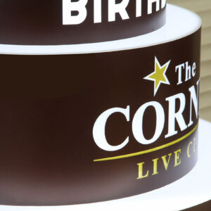 LED illuminated club cake made of plexiglass 