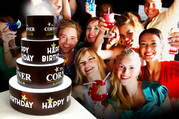 Illuminated acrylic club cake