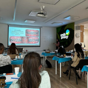 Channel letters on a Scandinavian moss wall in an orthodontic practice center