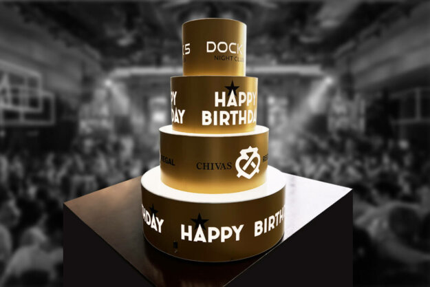 Dock 5 Nightclub - illuminated acrylic club cake