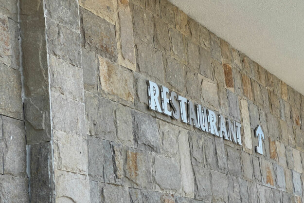 Embossed letters Restaurant for Yustina Villas hotel complex