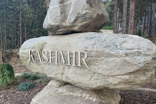 Kashmir Wellness & Spa hotel - embossed letters on a granite stone
