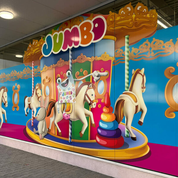 Attractive JUMBO vinyl film advertisement for the shop windows Attractive JUMBO vinyl film advertisement for the shop windows