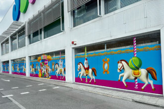 Branding of Jumbo storefronts in Sofia, Druzhba 2