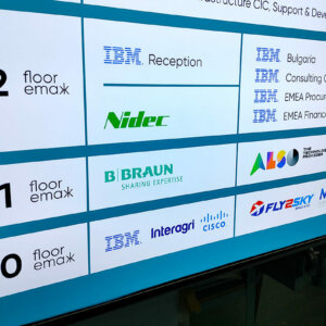 Information sign with LED and textile face with printed graphics