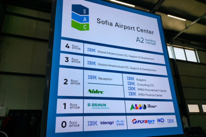 Светеща текстилна табела за Sofia Airport Center