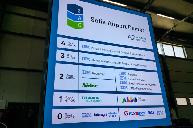 Illuminated textile sign for Sofia Airport Center