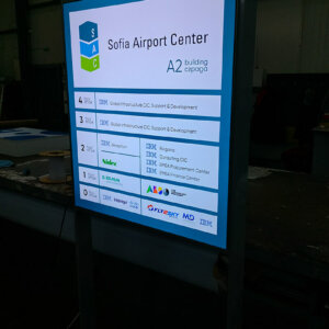 Illuminated sign on a stand - advertising totem