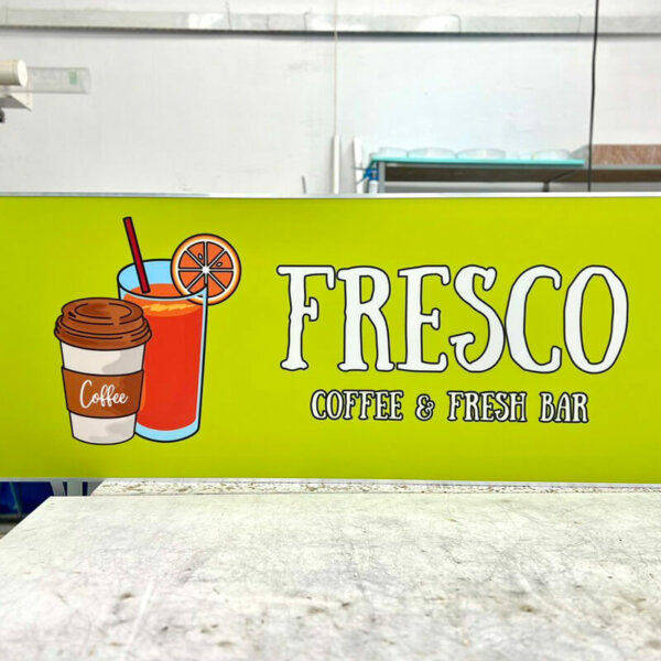 Advertising sign for a fresh bar Advertising sign for a fresh bar