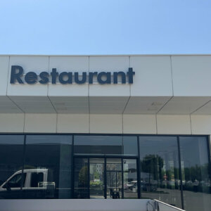 Illuminated channel letters for the restaurant of car showroom Illuminated channel letters for the restaurant of car showroom
