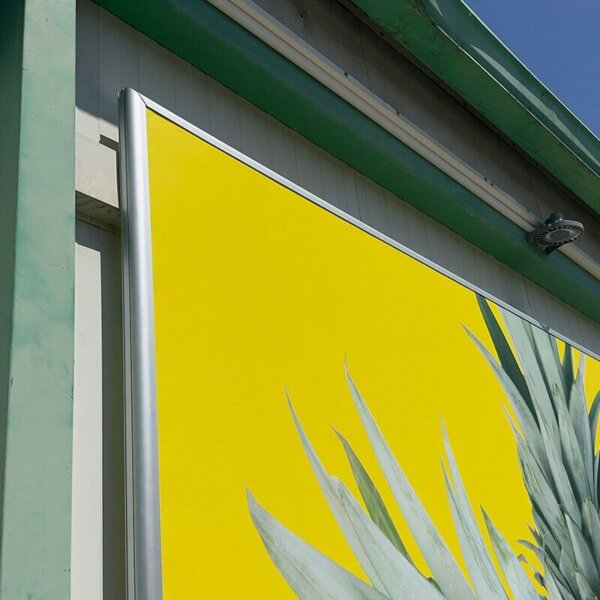 Aluminum profile for vinyl ads, Warehouse of Fruttaria