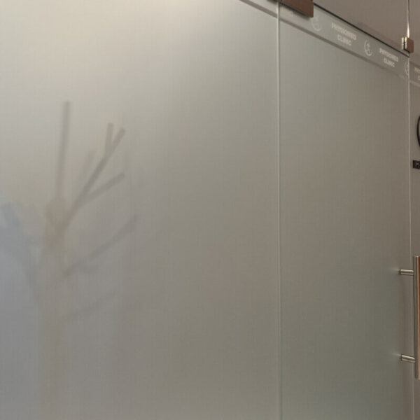 Frosted film for a physical therapy center Frosted film for a physical therapy center