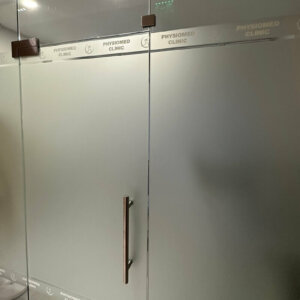 Frosted film coating of glass partitions Frosted film coating of glass partitions