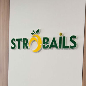 Strobails embossed letters with acryl