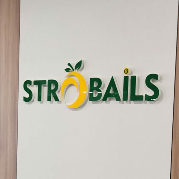 Strobails embossed letters with acryl Strobails embossed letters with acryl