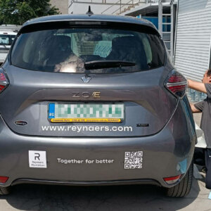 Company contact information on a car rear Company contact information on a car rear