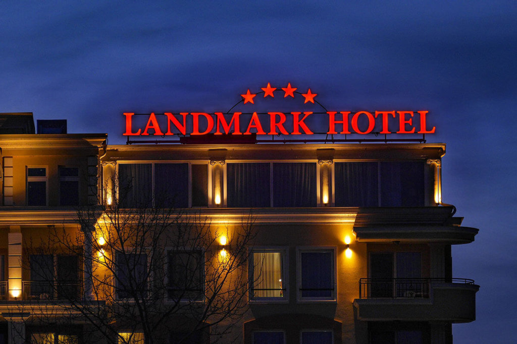 Landmark Hotel in Plovdiv - rooftop illuminated channel letters